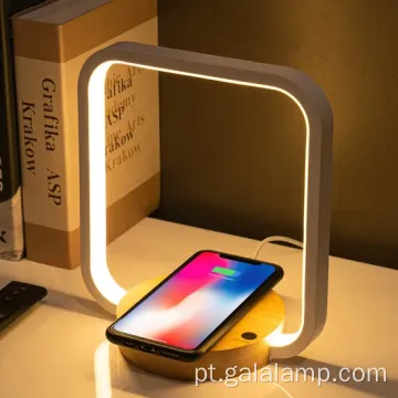 Lâmpada de cabeceira de cabeceira moderna com estação de carregamento sem fio